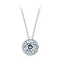 925 Sterling Silver Round Halo Moissanite Necklace, White Gold Plated Classic Elegant Necklace Engagement Jewellry Gift