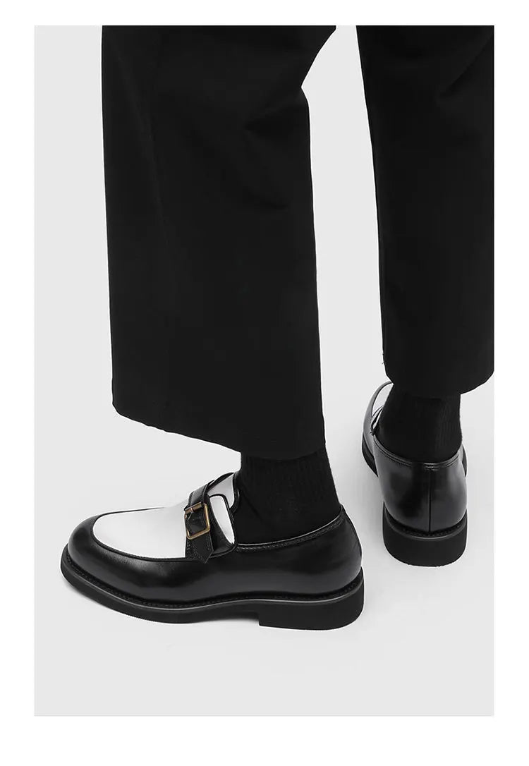 Business Men Loafers Black Brown Buckle Men Casual Button-up Thick-soled Anti-slip Fashion Brand Shoes Wedding Dress Shoes Men