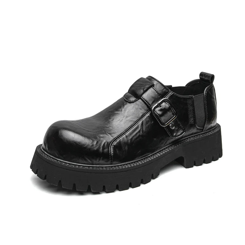 Thick Bottom Leather Mens Dress Shoes Lace-Up Formal Male Casual Shoes Street Style Business Shoes Non-slip Man Oxfords Footwear