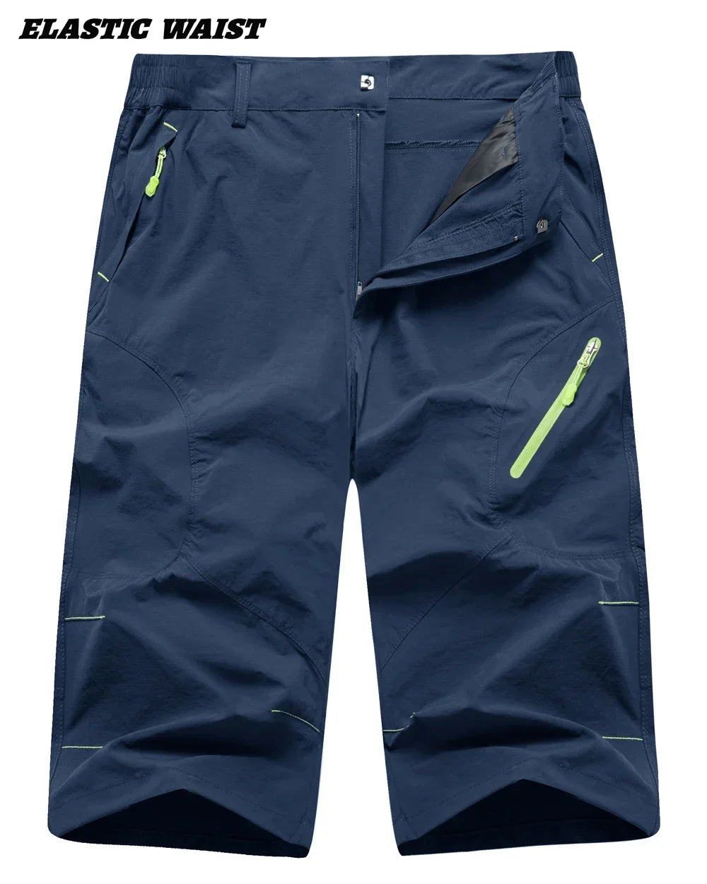 Below Knee Length Summer Waterproof Shorts Mens Quick Drying 3/4 Capri Pants Hiking Walking Sports Outdoor Nylon Shorts