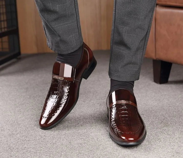 Men's Business Casual Leather Shoes Korean Style Pointed Toe Breathable Big Size Office Groomsmen Groom Wedding