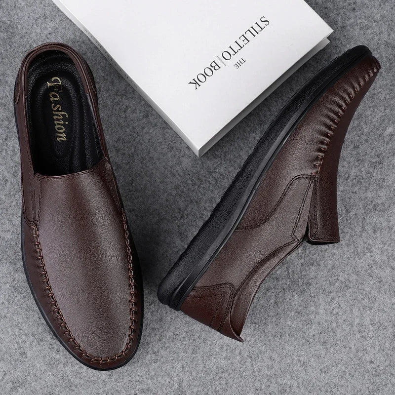 Genuine Leather Men's Loafers Soft Cowhide Men Casual Shoes Luxury Brand Male Driving Footwear Slip-on Flats Handmade Moccasins