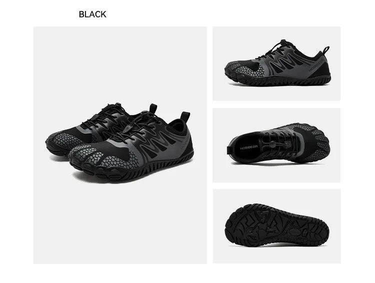 Wide Toe Barefoot Shoes for Unisex Artificial Leather Outdoor Walking Sneakers Zero Drop Minimalist Elastic Band Shoes