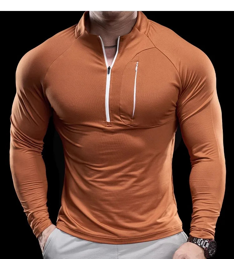 2024 New Men's Sports Gym Fitness Tops Running Training Clothes Round Neck Quick-drying Breathable Long-sleeved T-shirt Autumn