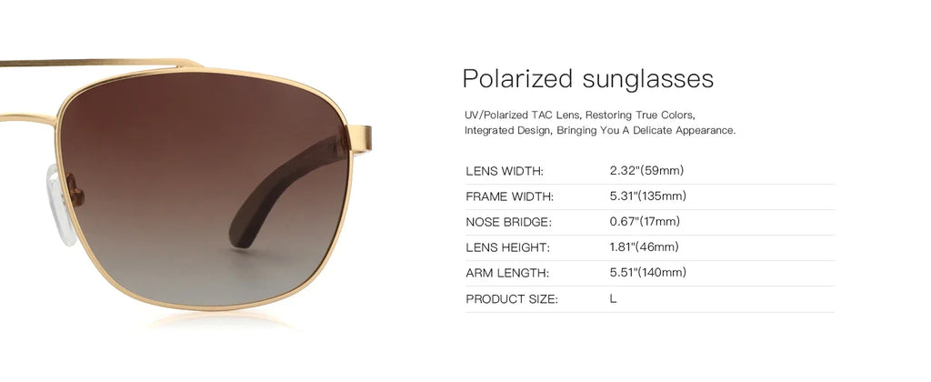 2026 Trend Wood Polarized Sunglasses for Men UV Protection Fishing Driving Golf Pilot Shade Sun Glasses