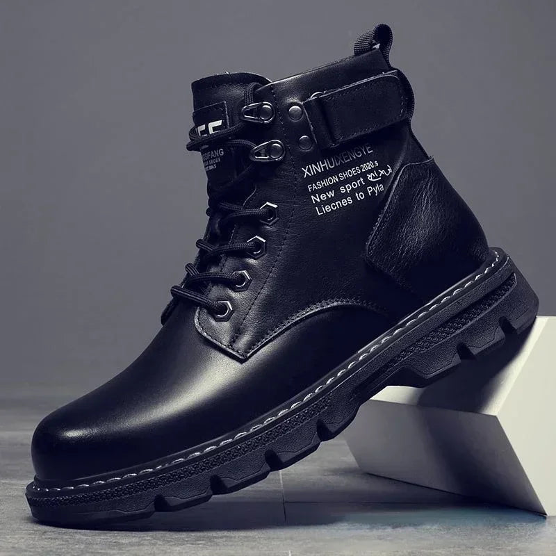 Men's Boots High Top Casual Lace Up Flat Bottomed Boots