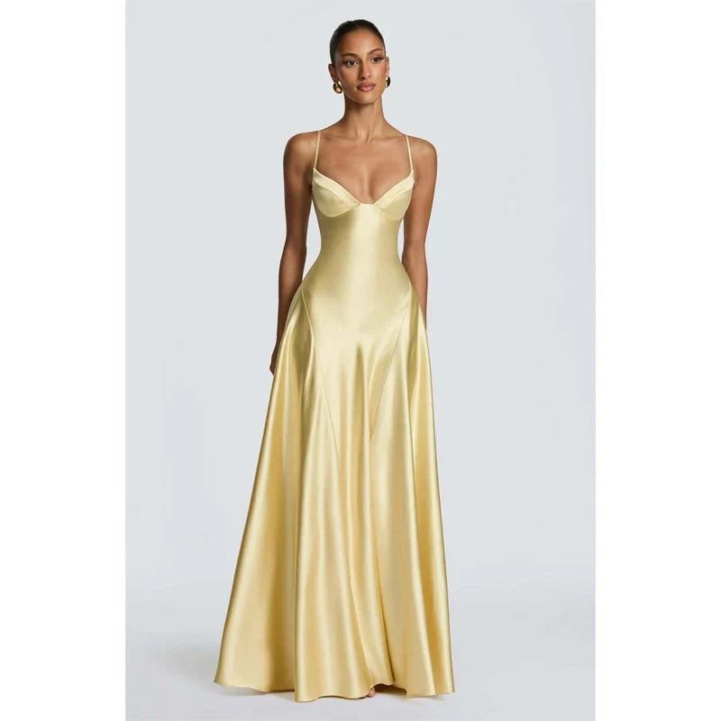 Solid Satin Cowl Neck Women's Dress Elegant Sleeveless Ruched Waist Fishtail Bodycon Lady Vestido 2026 Summer Party Dresses