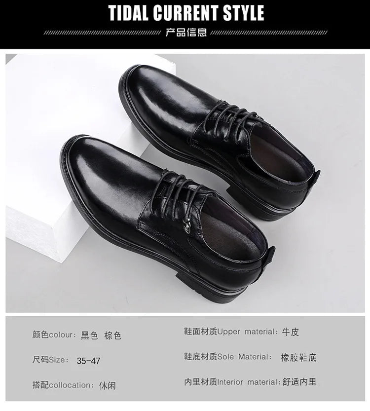 Leather Casual Elevator Shoes for Men 10cm Invisible Height Increase Casual Sneakers Business Formal Shoes