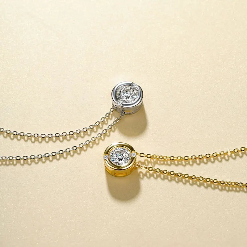 GRA Certified 6.5mm Sparkling Moissanite Round Pendant Necklace for Women 925 Sterling Silver Wedding Fine Jewelry Gift