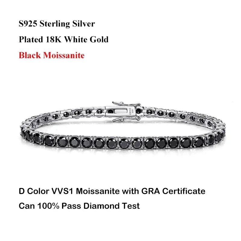 Real D Color Full 2/2.5/3/4/5/6.5mm Moissanite Tennis Bracelet For Women S925 Plated 18K Rose Gold Diamond Link Bracelets