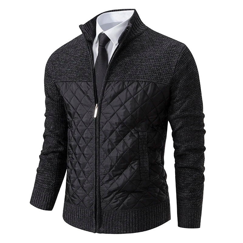 Autumn Winter Sweater Men's Loose Cardigan New Cold High Neck Jumpers Patchworked Windbreaker Casual Jackets