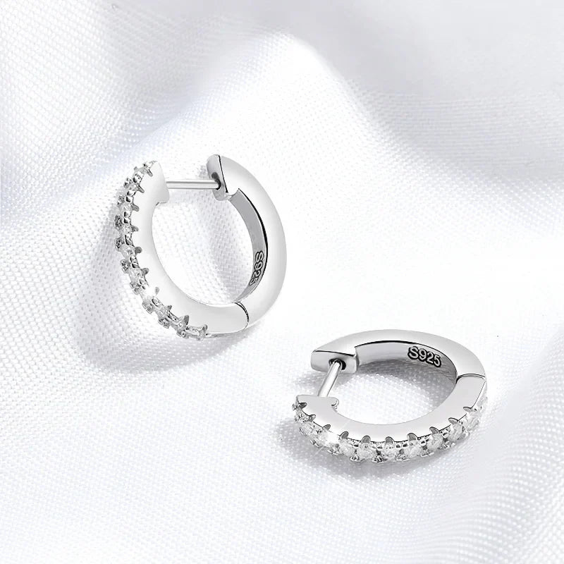 D Color All Moissanite Hoop Earrings for Women High Quality S925 Sterling Silver Jewelry Girl's Birthday Gift Wholesale