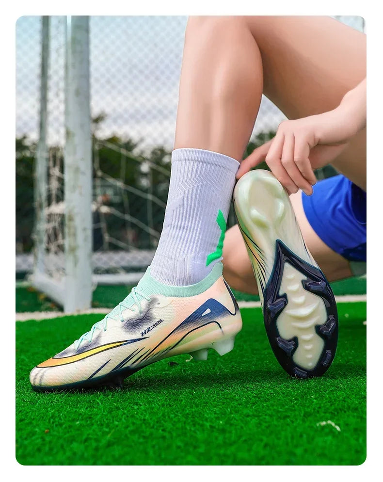 New Men Football Boots Match Indoor Breathable Ultralight Grass Cleats Soccer Shoes Long Spikes Sneakers Training Drop Shipping