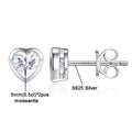 5mm Heart Cut Moissanite Solitaire Stud Earrings for Women Bezel Set Diamond 925 Sterling Silver Earring Jewelry Gift for Her