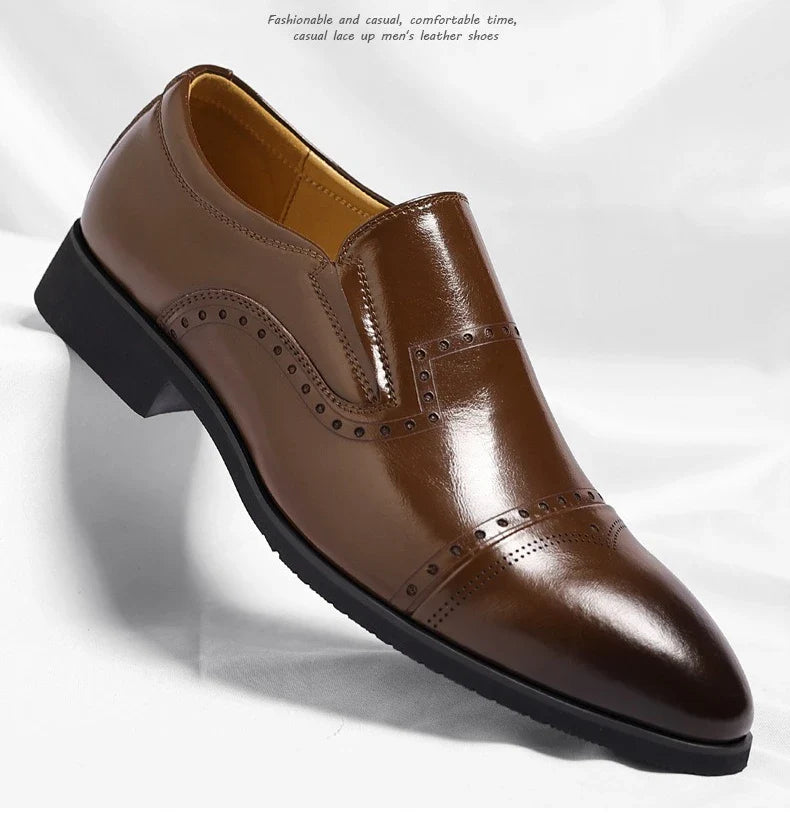 Big Size Dress Shoes for Men Solid Color Summer Autumn Fashion Business Casual Shoes Male British Style Cow Leather Shoe Man