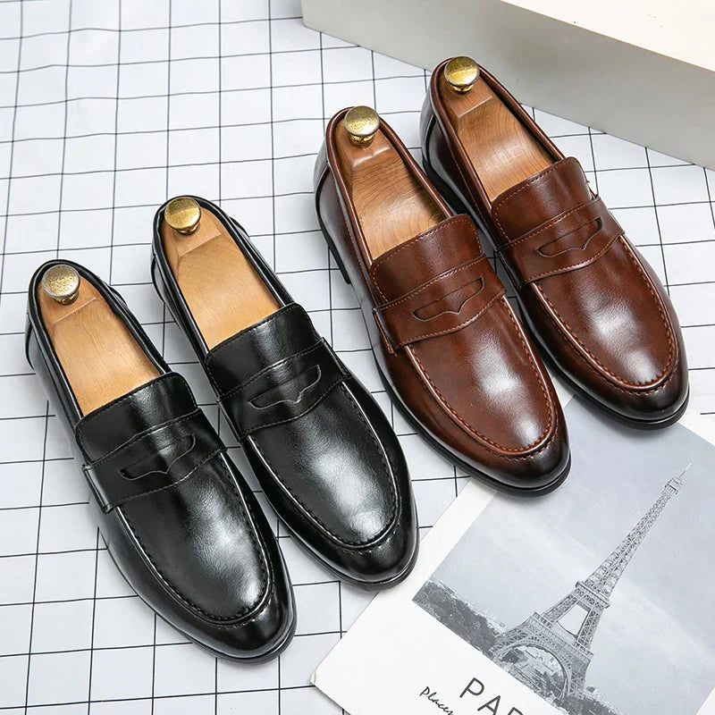 Mens Dress Wedding Fashion Office High Quality Leather Comfy Business Formal Italy Driving Loafers Shoes for Men Plus Size 38~48