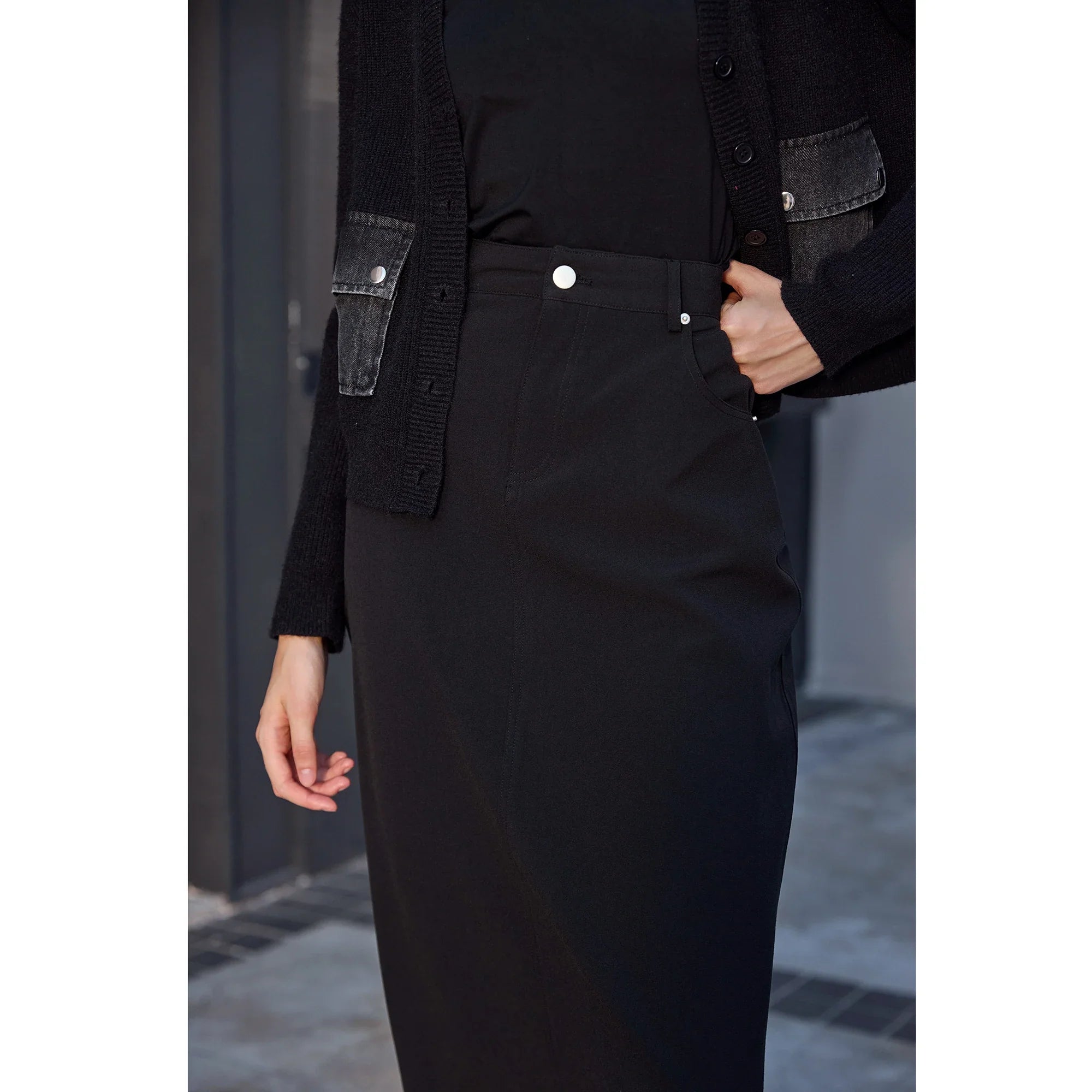 Women 2026 Autumn and Winter Denim V-neck Dress Knitting Cardigan Mock Neck Modal Shirt