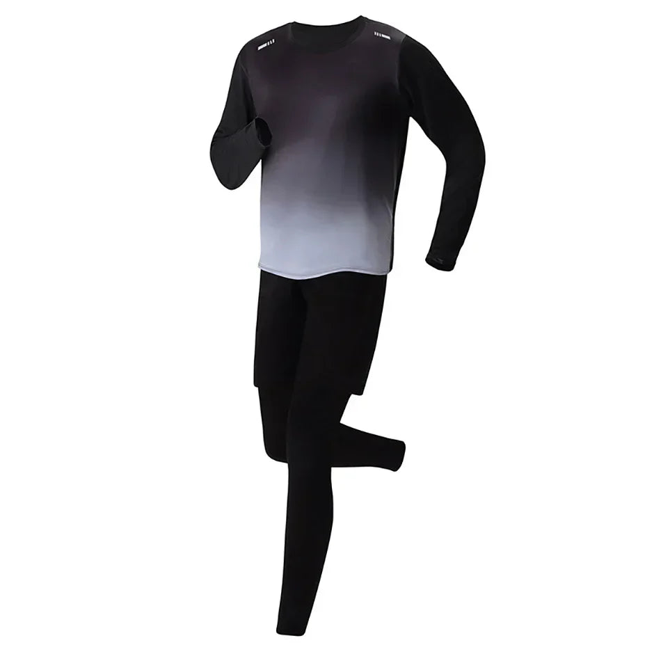 5-Piece Men's Quick-drying Sports Suit Fitness Running Tight Elastic Trousers With Cap Gradient Coat Round Neck Casual T-shirt