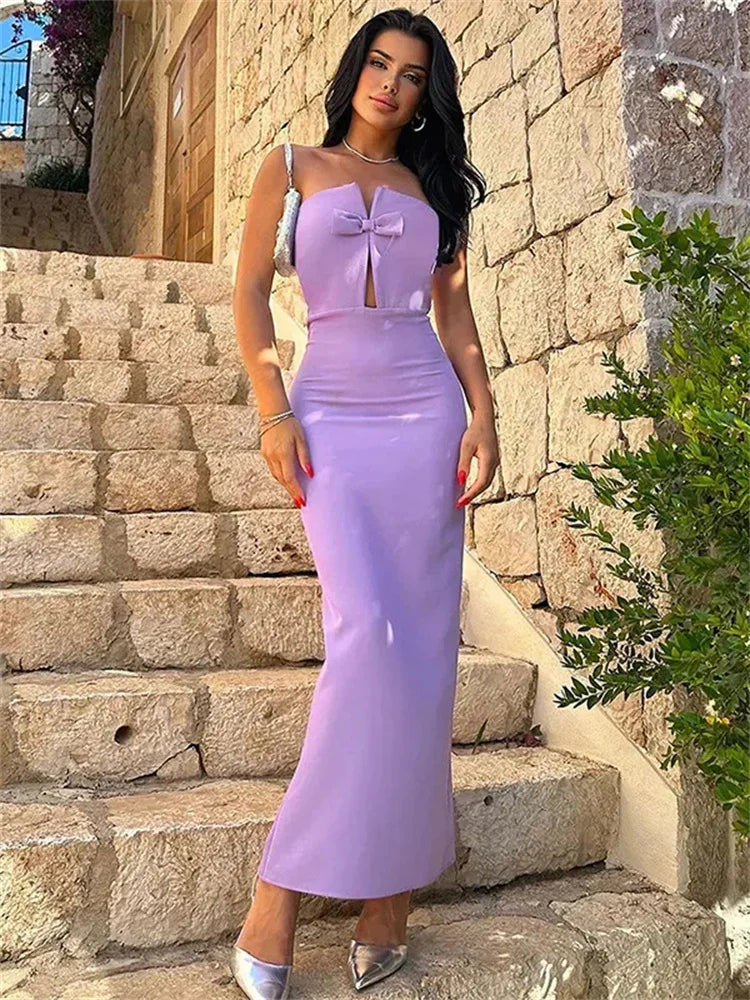 Off-Shoulder Slim Long Dress For Women Patchwork Fashion