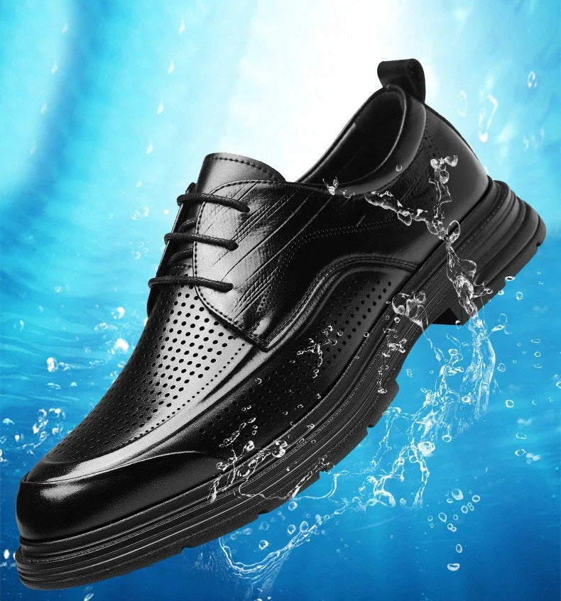 2026 New Men's Breathable Hollow Out Leather Oxford Shoes Formal Business Dress Shoes for Man Summer Autumn Platform Shoe Male