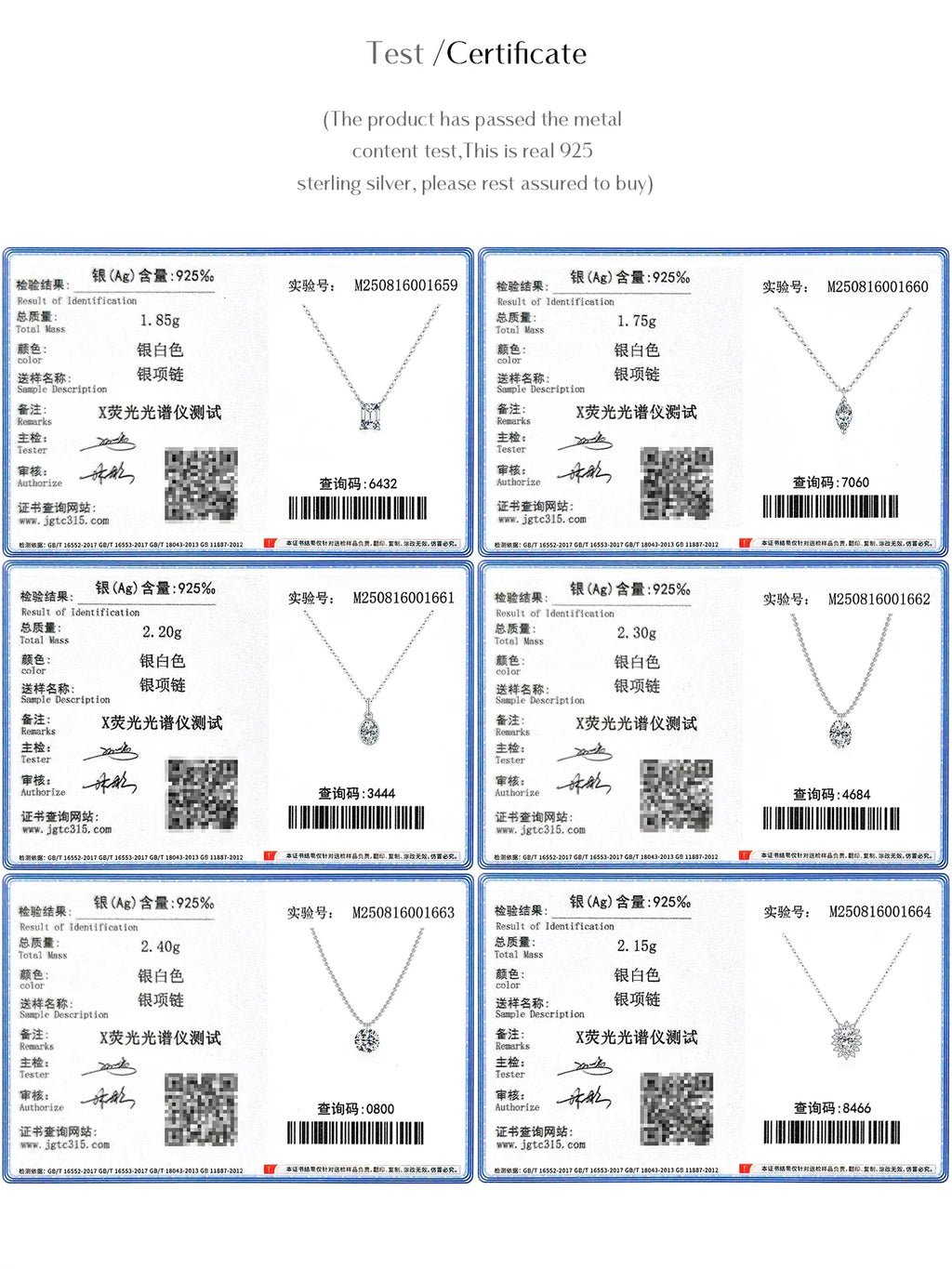 6 Styles D Color Geometric Moissanite Necklaces 925 Sterling Silver Dazzling Pendant Necklace For Women Fine Jewelry