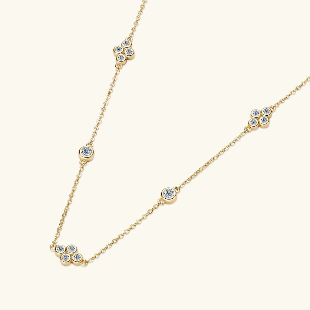 925 Sterling Silver Choker Necklaces 3mm Moissanite Clover Necklace for Women Neck Chain Female Jewelry Gift