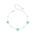 925 Sterling Silver Gradient Blue-green Starfish Link Chain Bracelets for Women Ocean Series Jewelry Gift SCB276