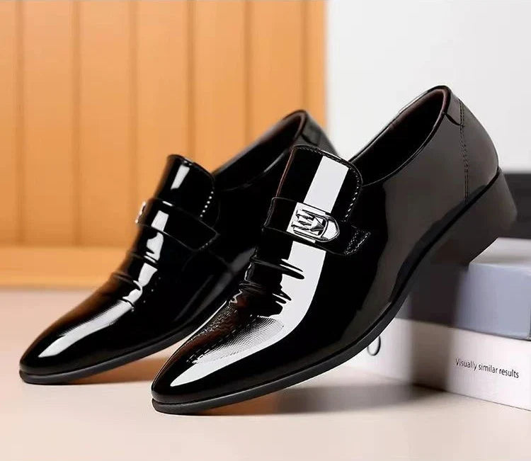 Dress Shoes Man Patent Leather Spring Autumn Bright Upper Pointed Toe Social Shoe for Men Casual 2025 Trend High Quality Fashion