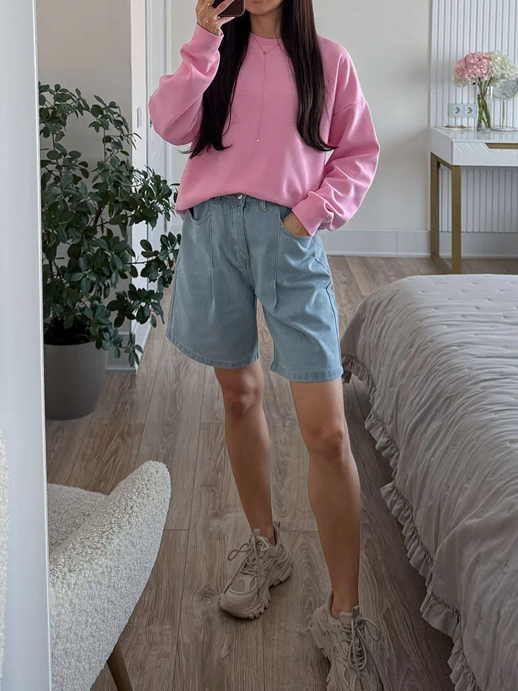 Summer Jean Shorts Women Denim High Waist Black Baggy Short Jeans Summer Pants Women's Bermuda Denim Shorts Wide Leg For Women