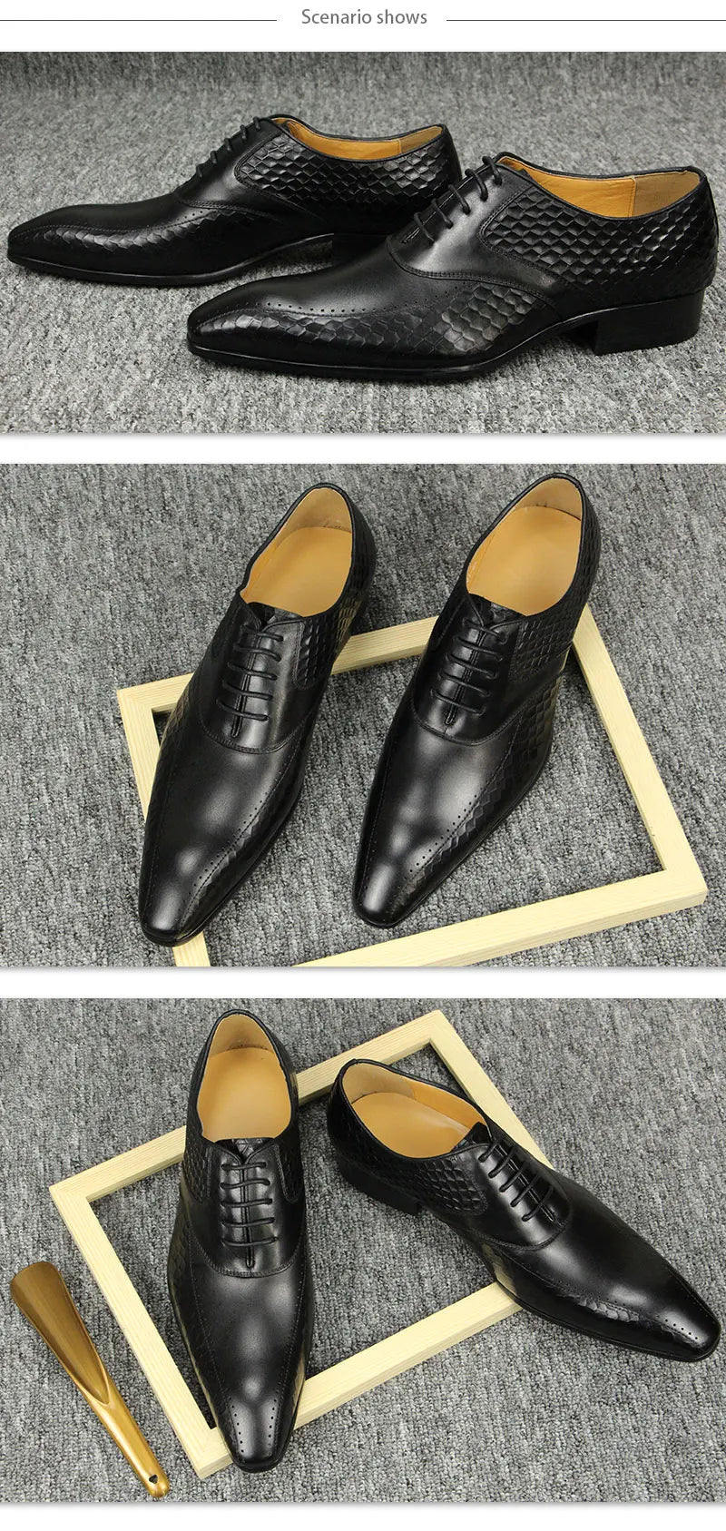 Luxury Men's Leather Shoes Leather Breathable Business Formal Shoes Wear Slip Casual Shoes High-end Height Increasing Lace Up
