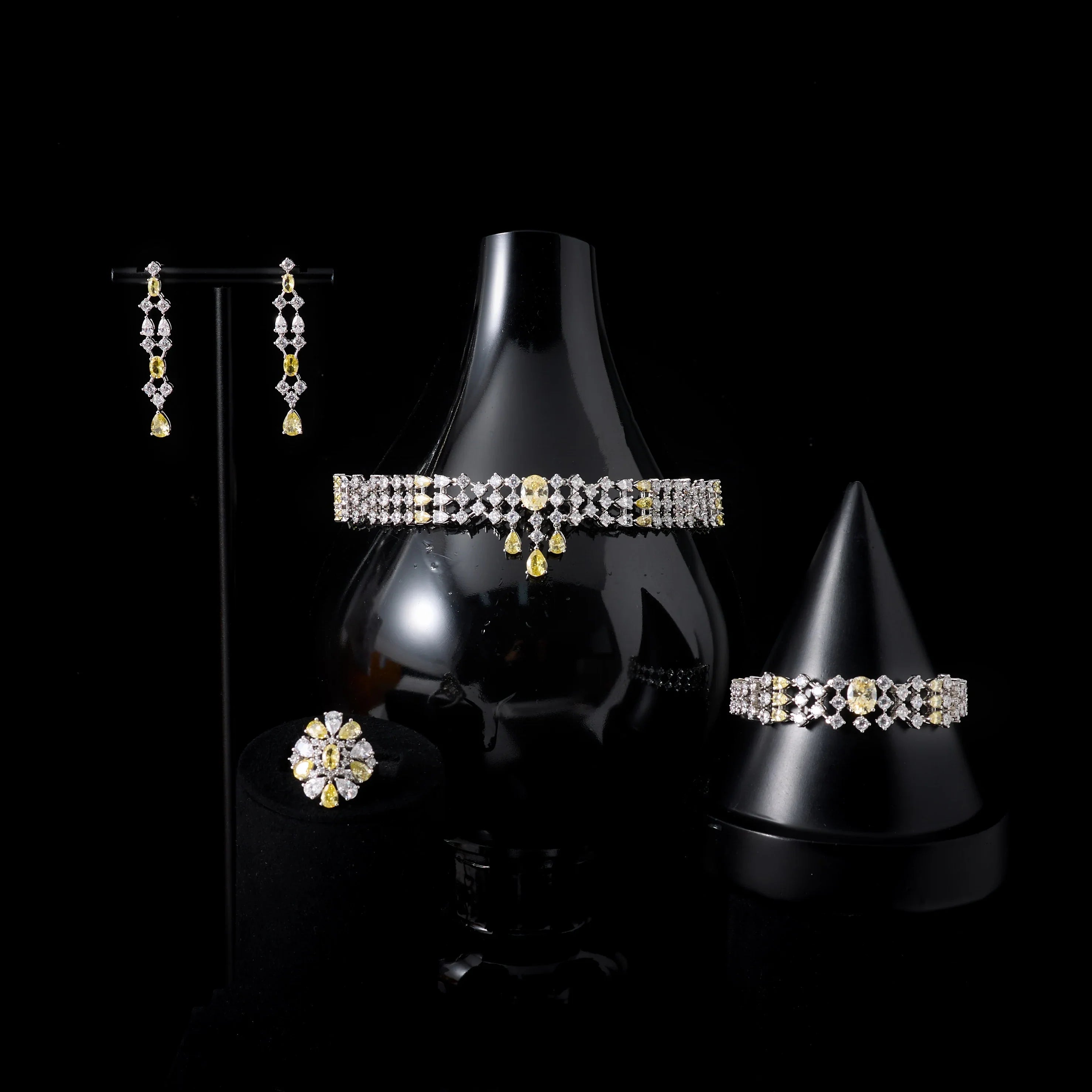 Choker Necklace Sets for Women Cubic Zirconia Bridal Jewellery Set Dubai Saudi Party Engagement Accessory
