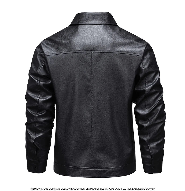 2025 new spring and autumn men's turn-down collar leather jacket men casual coat men's top windproof Loose fit trendy jacket
