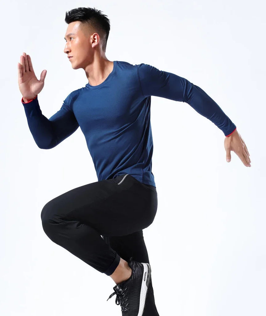 Men Running Sport Shirts Tops Long Sleeve Plus Size Tees Dry Fit Breathable Training Clothes Gym Sportswear Fitness Sweatshirts