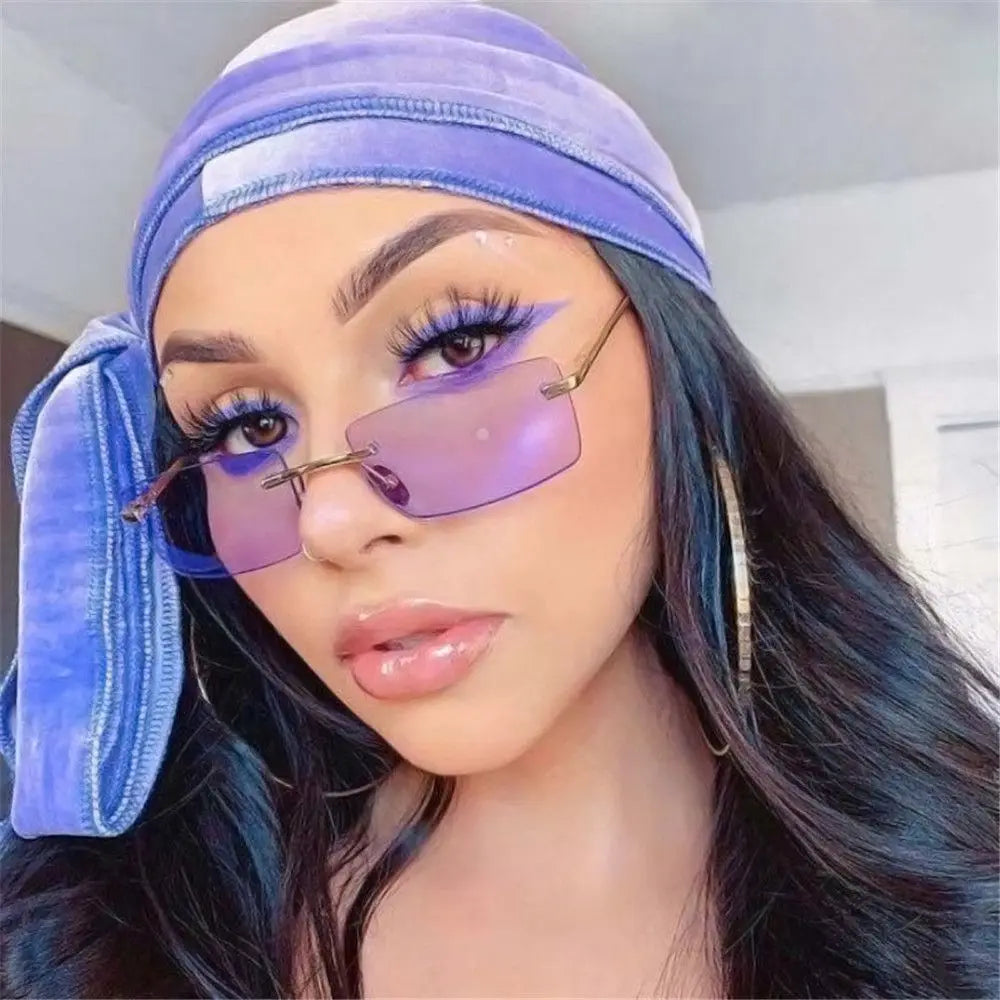 1Pc Women Vintage Sunglasses Luxury Design Rectangle Rimless Sun Glasses Retro UV400 Gradient Glasses Fashion Unisex Eyeglasses