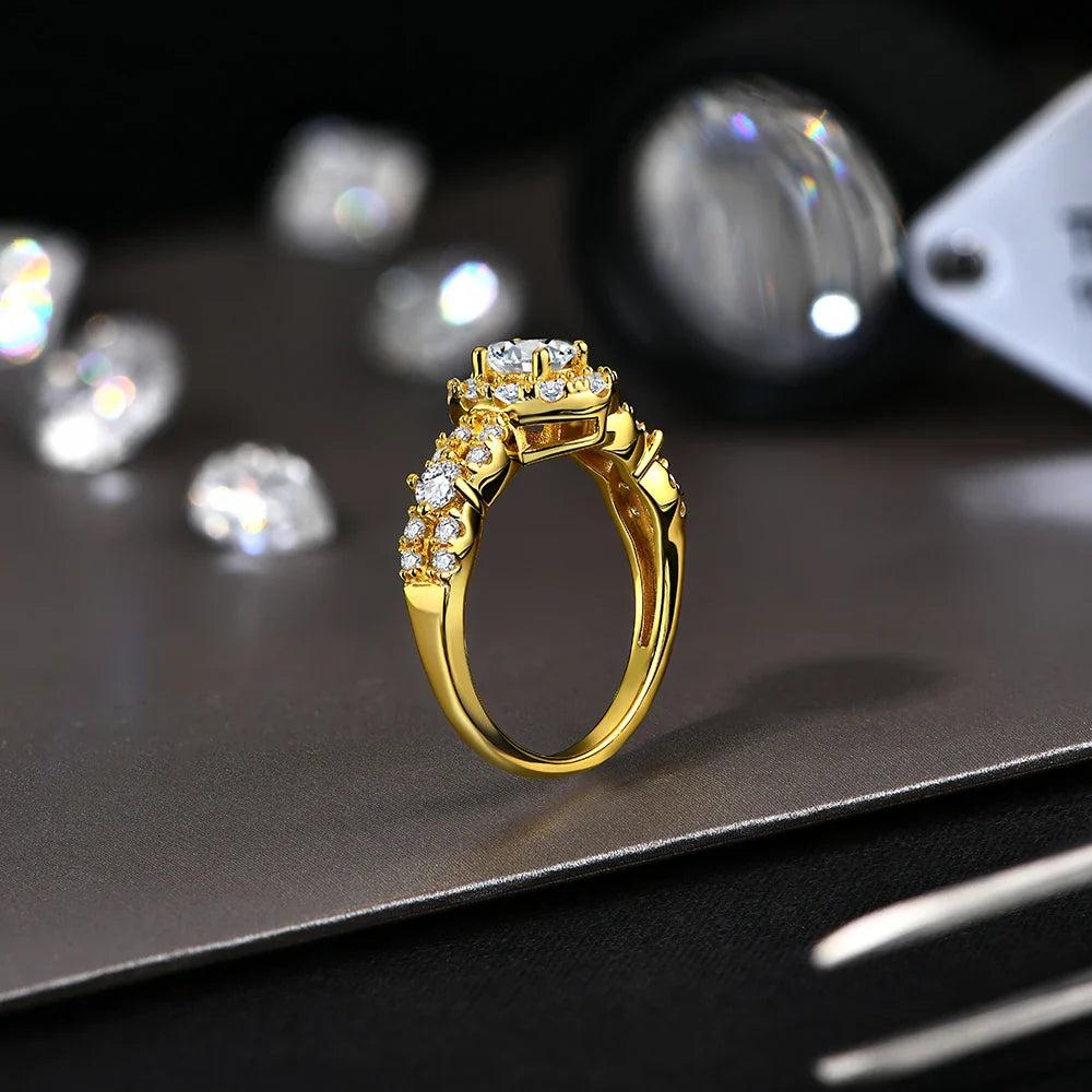 Oval Cut 1.5ct Moissanite Rings for Women A Half Diamond Band S925 Sterling Silver Engagement Party Gift Passed Tester