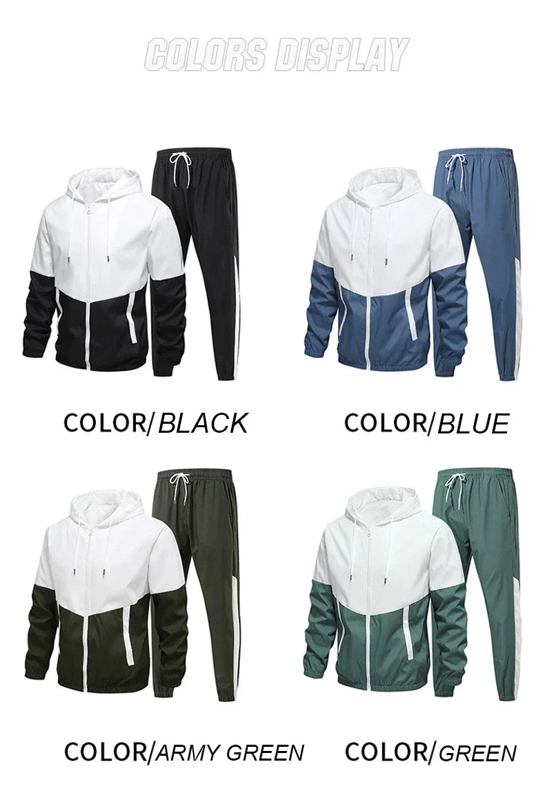 CHRLCK Men's Running Sportswear Suits Breathable Clothes Sports Joggers Training Gym Fitness Tracksuit Sets Men