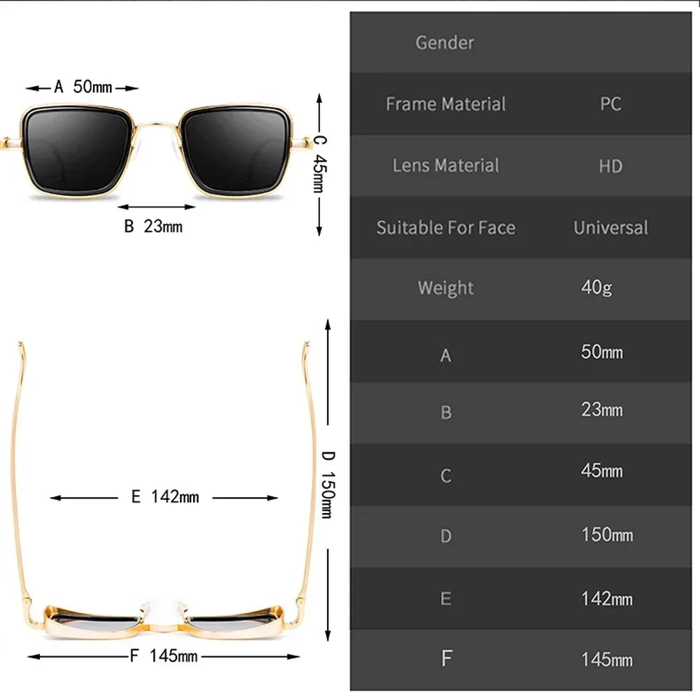 Brand Shades Men Women Sun Glasses UV400 Square Vintage Metal Steampunk Sunglasses