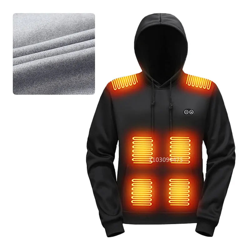 Self Heated Jacket Men Women Sweatshirts Hoodies 17 Areas USB Heated Clothing Winter Thermal Skiing Camping Hiking Sweatshirts