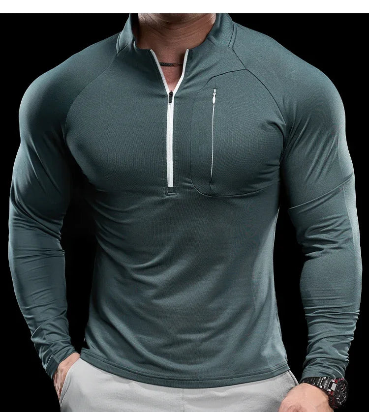 Gym Fitness Quick Dry Shirt Men Running Sport Long Sleeves T-shirt Trackwear Tee Tops Autumn Male Bodybuilding Training Clothing
