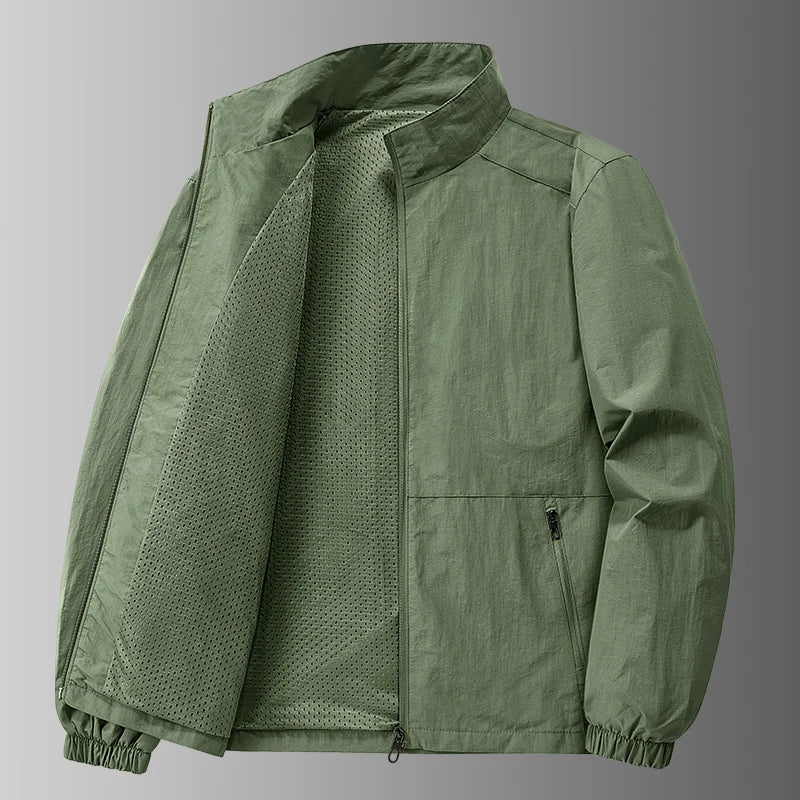 Autumn Breathable New Men's Jackets Outdoor Sports Loose Korean Casual Coat Man Stand Up Collar Classic Solid Color Windbreaker