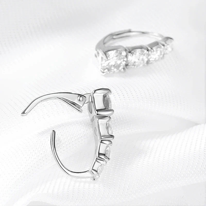 2.2CTTW Gradient Women Moissanite Hoop Earrings Hip-hop Sparkling Pure 925 Sterling Silver Plated 18k Girls Earrings