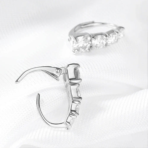 2.2CTTW Gradient Women Moissanite Hoop Earrings Hip-hop Sparkling Pure 925 Sterling Silver Plated 18k Girls Earrings