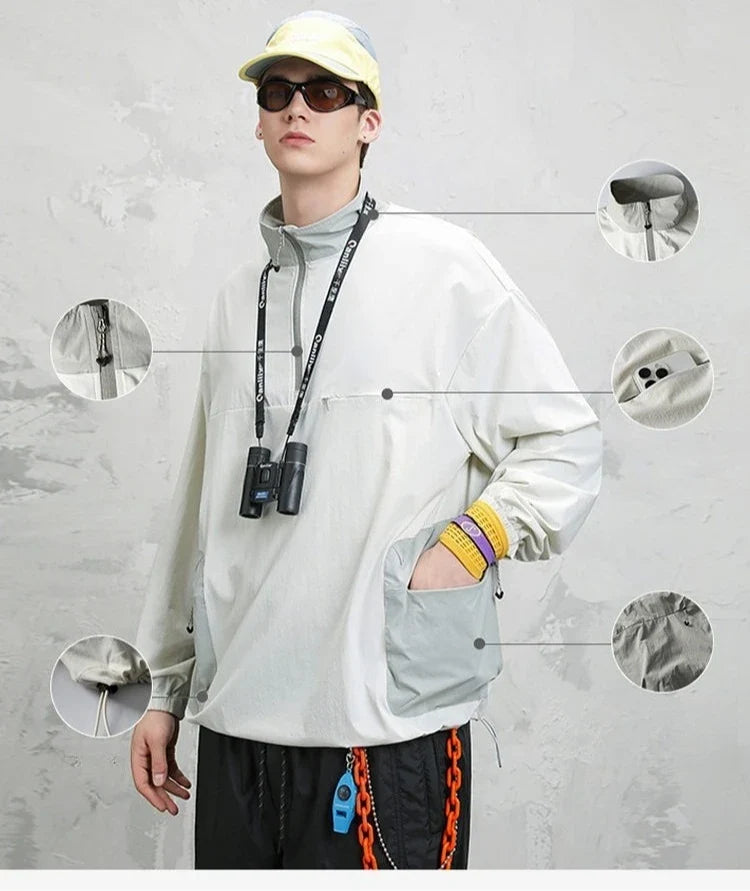 Autumn Utility Sweatshirt | Water-Repellent + Static Control + 4-Way Stretch (Unisex) Casual Loose Fit T-Shirt