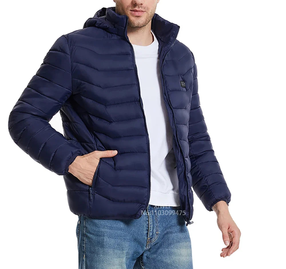 Self Heated Jacket Men Women USB Heated Clothing Cotton Washed Winter Thermal Skiing Camping Hiking Jacket 2-21 Areas Warm Coats