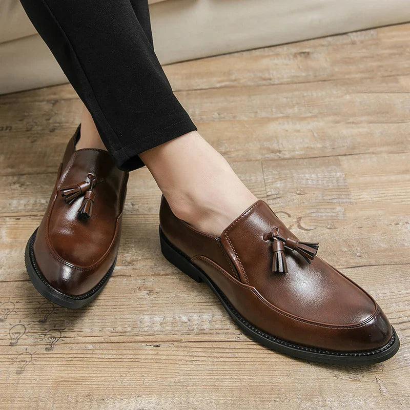 Luxury Designer Mens Business Formal Leather Dress Black Brand Casual Shoes Wedding for Men Office Luxury Flats Footwear Loafers