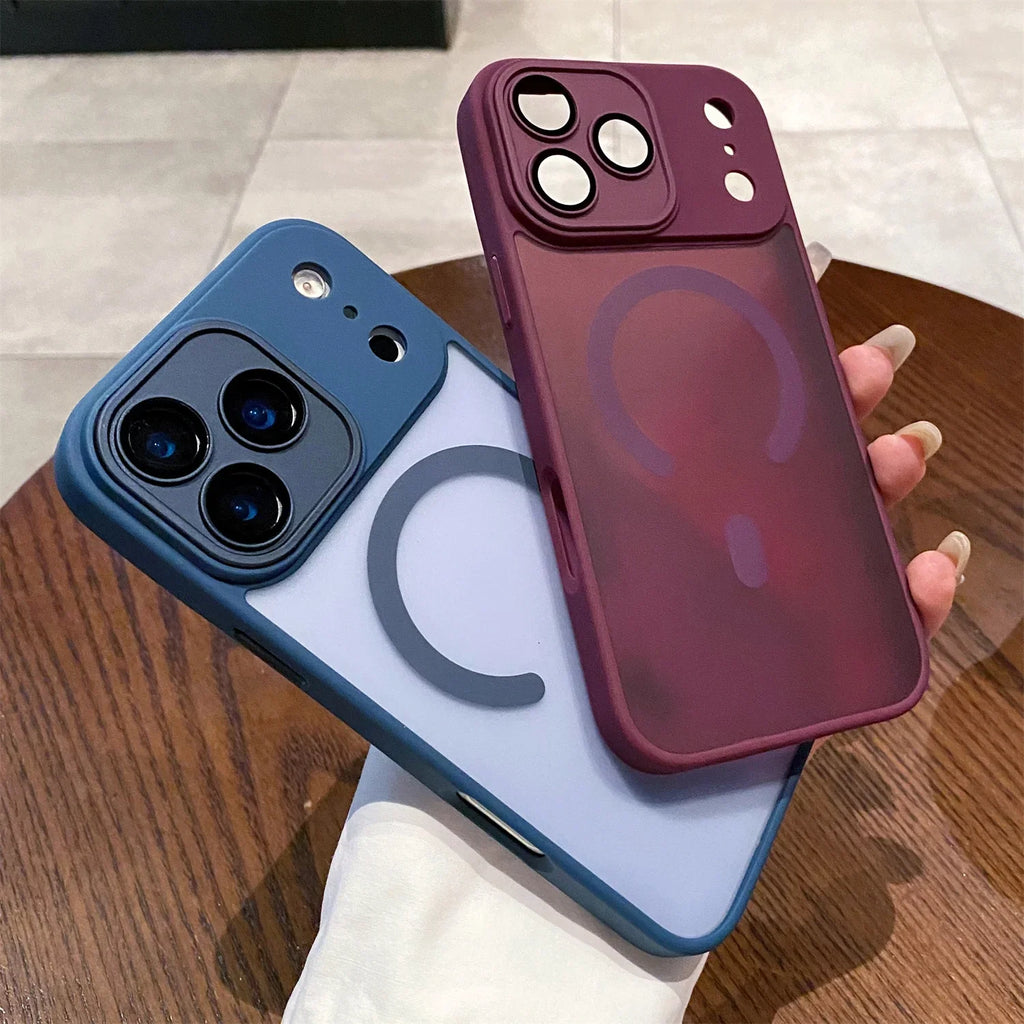 Luxury Matte Magsafe Magnetic With Lens film Phone Case For iPhone 17 17Air 17 Pro 17ProMax Hard PC Bumper Cover