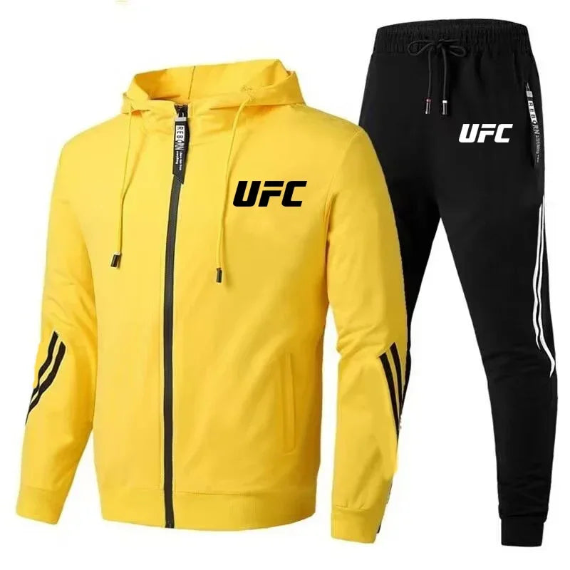 طقم رياضي رجالي كاجوال خريفي 2025، بنطلون وسترة UFC بتصميم عصري جديد، طقم رياضي رجالي مريح للدراجات النارية في الهواء الطلق