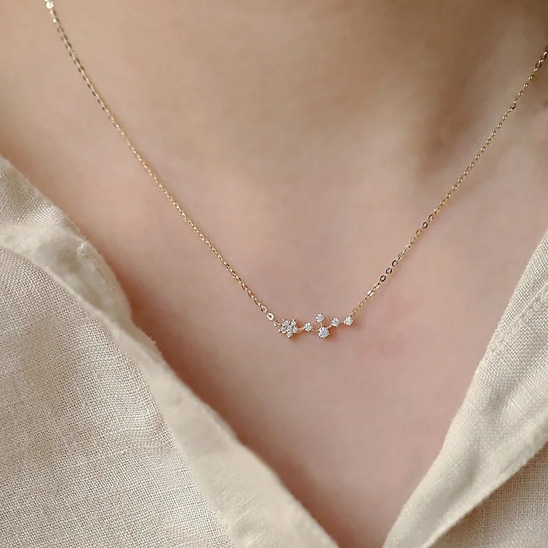 S925 Sterling Silver XINGX necklace Women's Design Fine Five-Pointed Star Plated 14k golden clavicle chain
