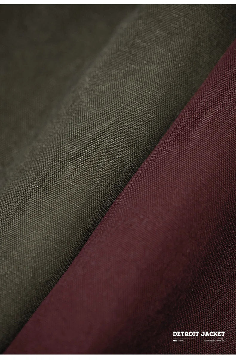Retro Heavyweight Canvas Detroit Jacket Corduroy Collar Hunting Short Zip-Up Jacket with Pockets Men's Autumn Outerwear