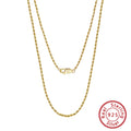 925 Silver Wholesale 40-60cm 14K 18K Gold Plated Rope Chain Necklace for Women Man Vintage Style 16-24Inch SC29